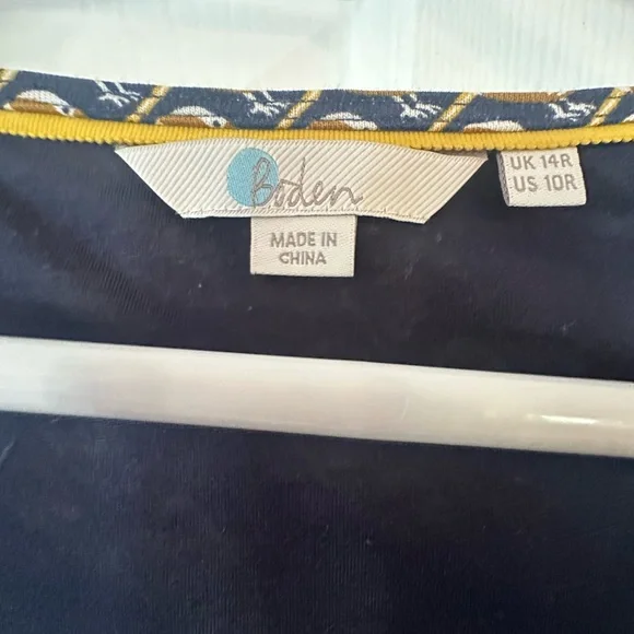 Boden Navy and Gold Bird Patterned Long Sleeve Dress - Picture 4 of 5